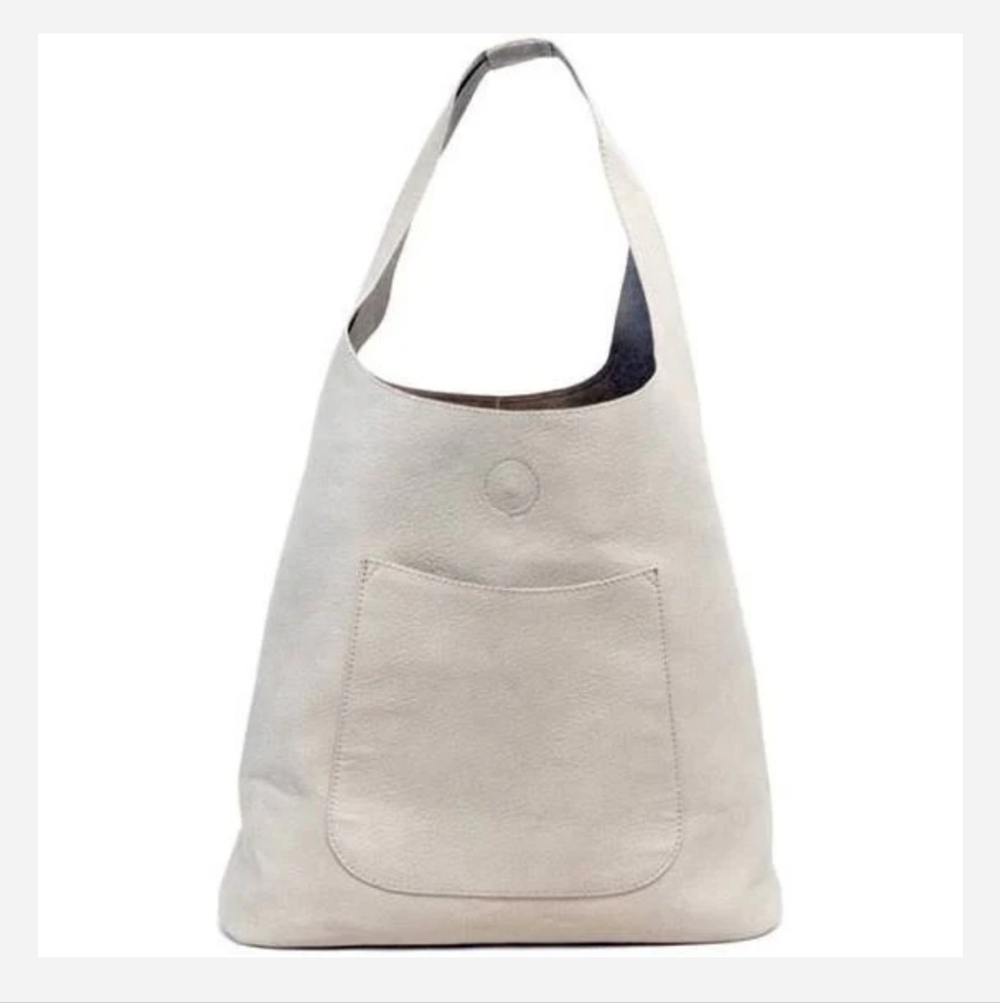 “Molly” Slouch Hobo/Exterior Pocket & Crossbody-Vegan Leather Color- Cream